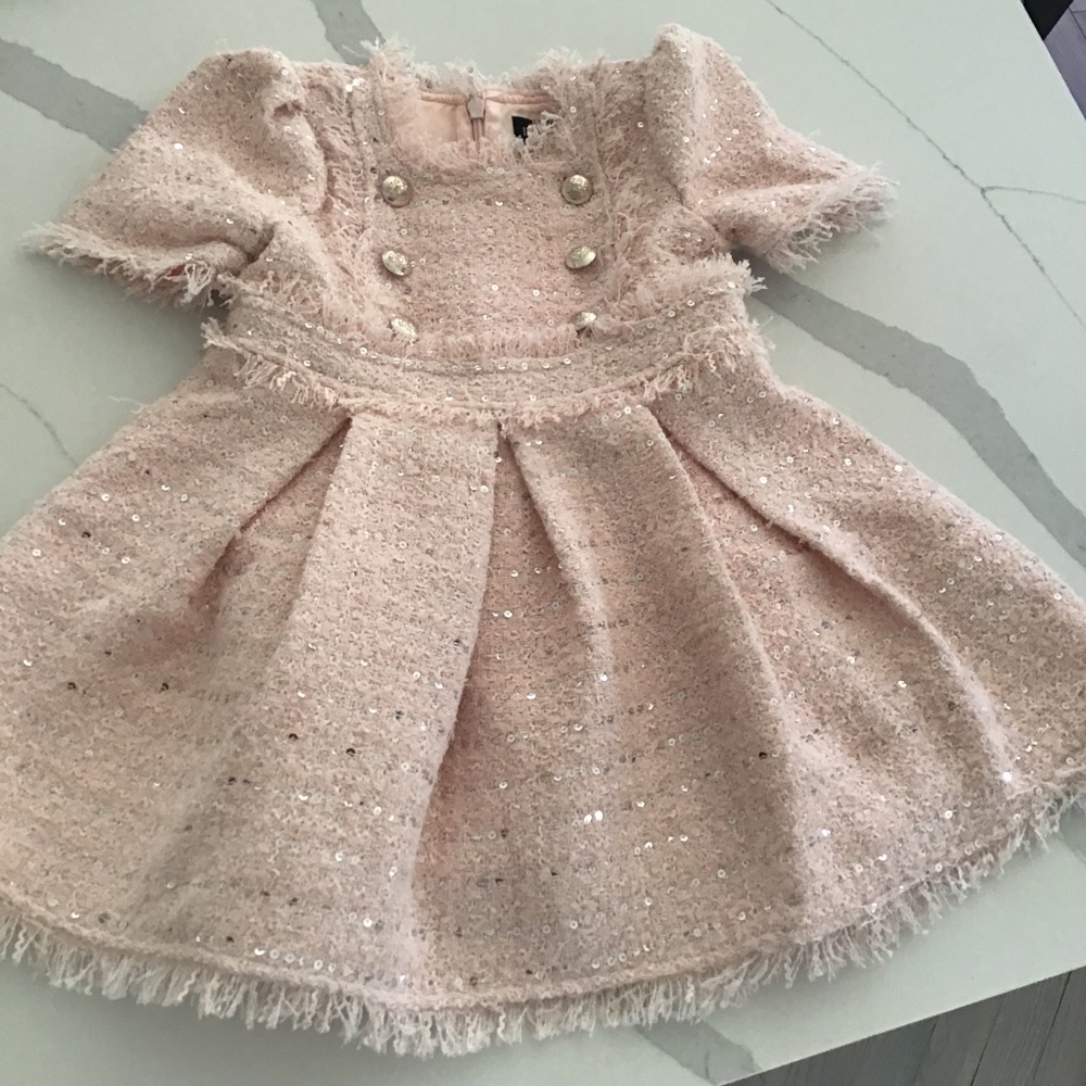 Bardot Junior Toddler Girl Pink Short Sleeve Tweed Dress Size 3T